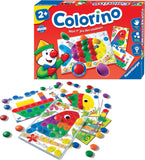 Photo de la boite et du matériel de jeu de "Colorino" par Ravensburger en vente en seconde main sur L'île aux trésors à Fribourg.