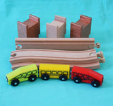 Train en bois - Ikea Lillabo - Pont et train passager - jouets d'occasion
